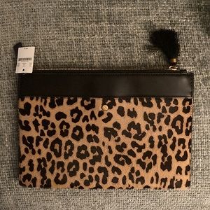 J. Crew Calf Hair Leopard Clutch